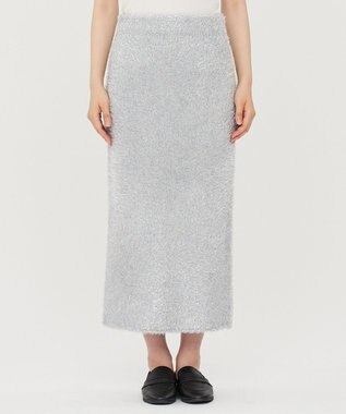 uncrave ラメ シャギー ニット スカート（uncrave STANDARD） シルバー×ライトグレー