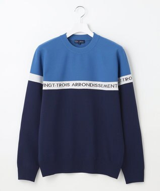 23区GOLF 【MEN】【ウォッシャブル】ロゴライン カラーニット ネイビー系