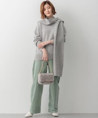 23区 【洗える】23区DENIM ベルベットストレッチ ワイドパンツ ミント系