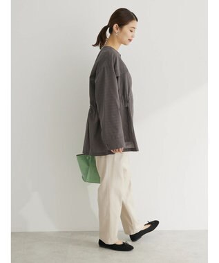 Green Parks 綿麻混ノーカラーブルゾン Gray