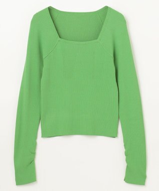 GRACE CONTINENTAL リブスクエアニットトップ グリーン
