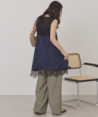 AMERICAN HOLIC レースサテンキャミワンピース Navy