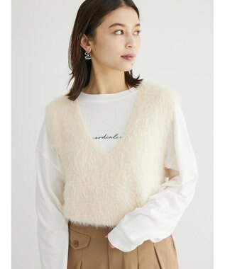 Green Parks ・Ｐｅｔｉｔ　Ｆｌｅｕｒ　シャギーニットベスト Ivory