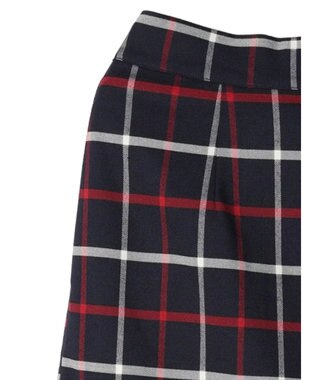 Green Parks ベルトデザインチェックＩラインスカート Navy