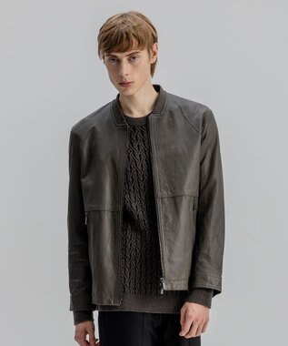 JOSEPH HOMME 新素材【シャツ感覚で羽織れる軽さ】シュリンクエアレザー　ブルゾン ダークグリーン系