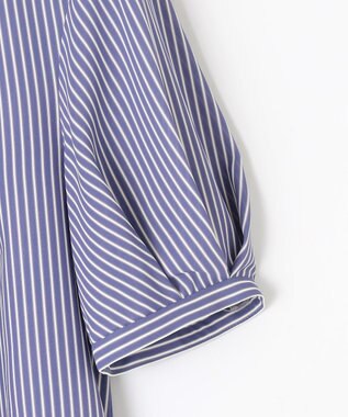 組曲 ライトデシンフリル襟 ブラウス ブルーストライプ系1