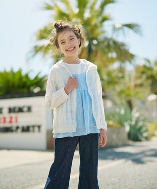 組曲 KIDS 【110-140㎝】【UVケア】オパールチェック パーカー オフホワイト系