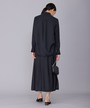 ICB 【洗える】 ルゼブフィブリルサテン シャツ チャコール系