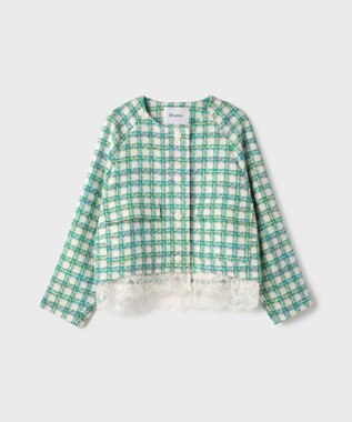 GRACE CONTINENTAL レースヘムツイードジャケット グリーン