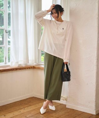 WEGO 【WEB限定/2025年秋冬新作/裾カットOK！自分サイズに調整可能/ウエストゴム/しわになりにくい/】カットプリーツパンツ カーキ