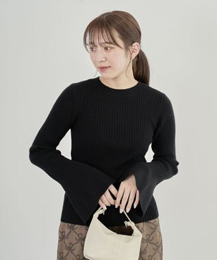 Green Parks ・ｓｗｉｎｇ　ｂｙ　ベルスリーブクルーリブニット Black