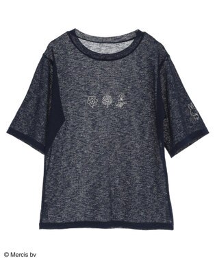 Green Parks ｍｉｆｆｙ／シアーリブプリントＴシャツ Navy