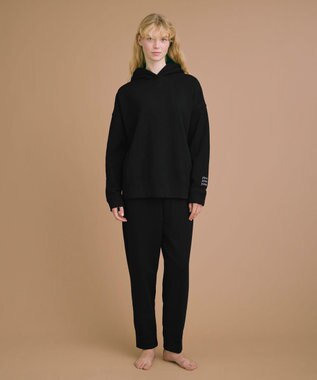 une nana cool 【綿混】あくびのお嬢さんのブークレー裏毛フーディー ブラック