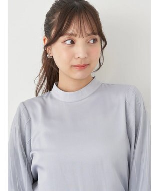 earth music&ecology チュール袖スタンドカラートップス Grayish Blue