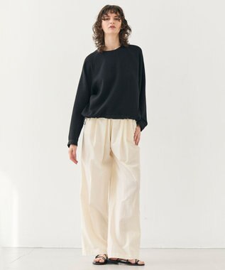 BEIGE， 【洗える】BROOM / スウェット風プルオーバードロストトップス Black