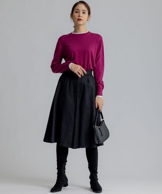 組曲 L 【WEB一部店舗限定】ウールジョーゼット キュロットパンツ ブラック系