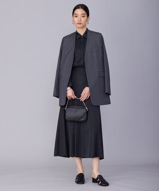 ICB 【洗える】 ルゼブフィブリルサテン シャツ チャコール系