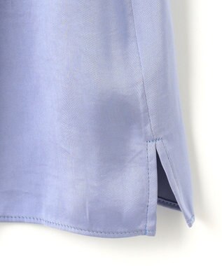 自由区 【XSサイズあり/洗える】ビンテージサテン ブラウス ダルブルー系