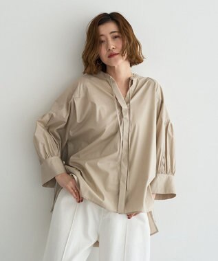 YECCA VECCA 【ORGABITS】5分袖スキッパーシャツ Beige