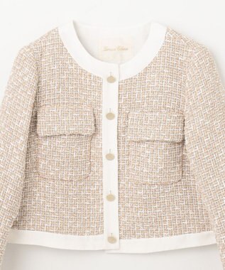 GRACE CONTINENTAL ツイードトリミングジャケット ベージュ