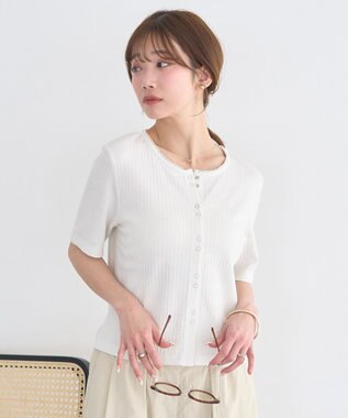 earth music&ecology チェーンリブラメカットソー Off White