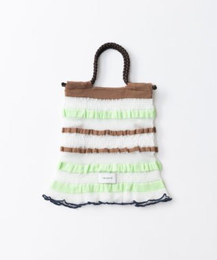 TRICOTE ボーダーシアー ニットバッグ 90WHITE