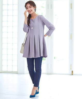 Tiaclasse L 【洗える】ダブルラインタックチュニック サックス