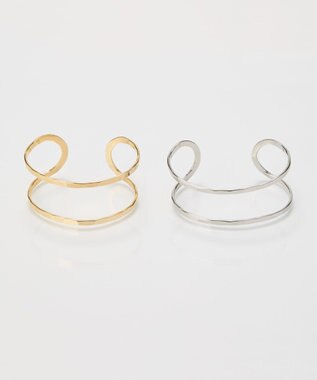Phoebe 【金属アレルギー対応】2ラインテクスチャーワイドカフバングル　シルバー/ニッケルフリー シルバー