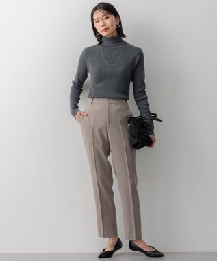 23区 【洗える】ウールライクカルゼ テーパードパンツ ベージュ系