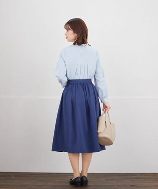 Tiaclasse L 取り外しパール付きボウタイブラウス サックス