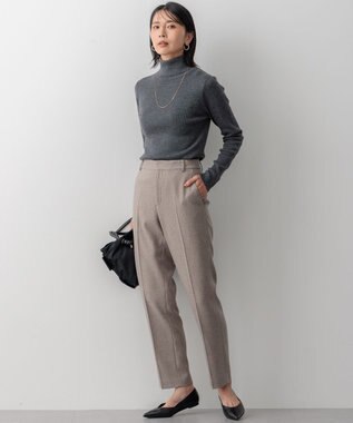 23区 【洗える】ウールライクカルゼ テーパードパンツ ベージュ系