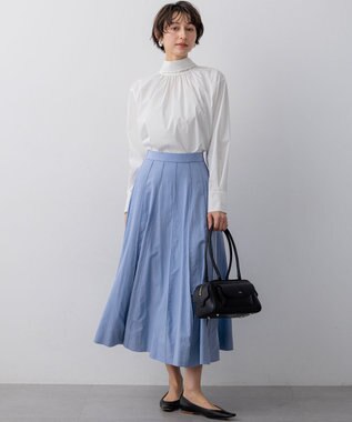 23区 L 【先行予約】マットライトタフタ フレアスカート サックス系