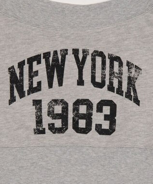 WEGO グラフィックオフショルショートスウェット 杢グレー