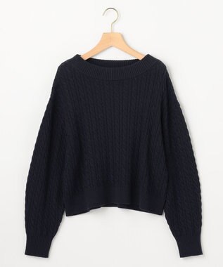 組曲 【加藤ローサさん着用】コットンカシミヤMIX ケーブル ニット ネイビー系