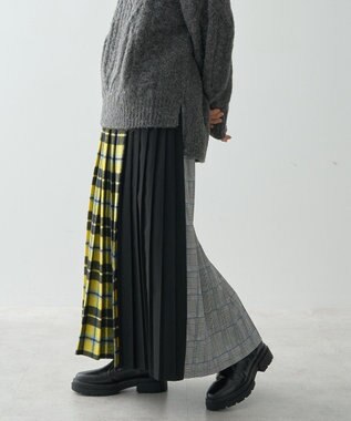 AMERICAN HOLIC シャギーチェックプリーツスカート Yellow