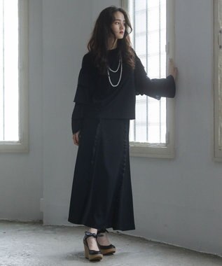 Green Parks ■ＥＳＣＡＲ　フロントフリルフレアスカート Black