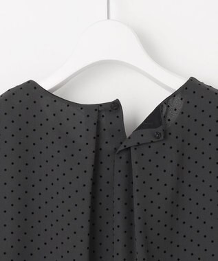 J.PRESS LADIES L 【洗える】ドットフロッキープリント フレア カットソー スレートベース系