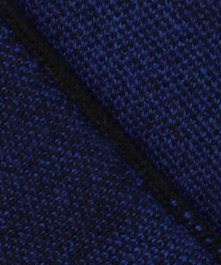 ICB 【洗える】ソフトカシミヤミックス ブロッキングハイネックニット ブルー柄系