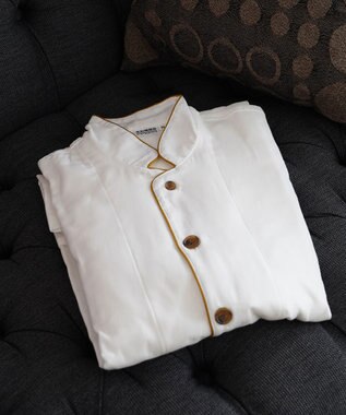 京和晒綿紗 【紗栄子さん愛用パジャマの色違い/UNISEX】ガーゼパジャマ 2重合わせ 白 マスタードバイアス