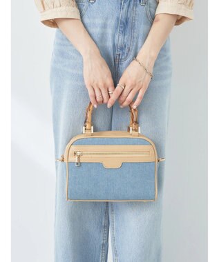 earth music&ecology バンブーテイストハンドルバッグ Light Blue