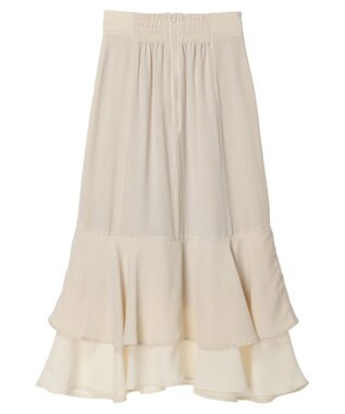 earth music&ecology バイカラーラッフルヘムスカート Beige