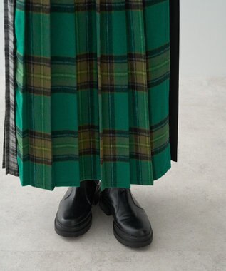 AMERICAN HOLIC シャギーチェックプリーツスカート Green