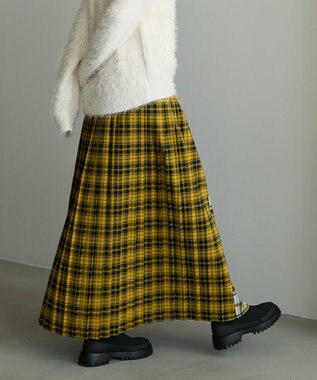 AMERICAN HOLIC シャギーチェックプリーツスカート Mustard