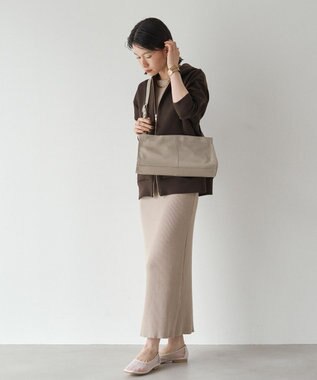 russet 【2025AW新作】レザー横長ショルダーバッグ(CE-1628) GrayBeige