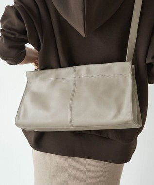russet 【2025AW新作】レザー横長ショルダーバッグ(CE-1628) GrayBeige