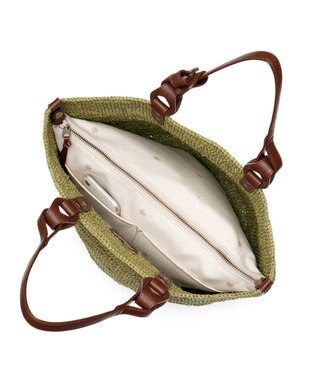 IBIZA ラフィア　ハンドバッグ（草木染め） カーキ