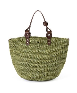 IBIZA ラフィア　ハンドバッグ（草木染め） カーキ