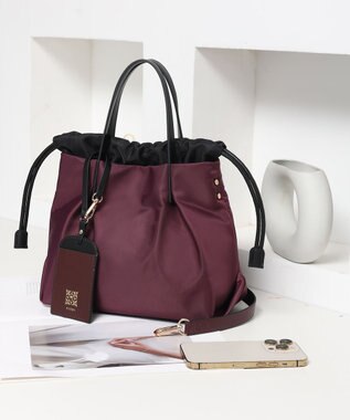 style code 【PADMA/パドマ】ナイロン×レザー　巾着　ショルダーバッグ 2WAY