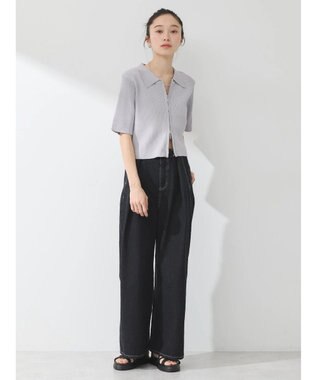 earth music&ecology 衿付きダブルＺＩＰカーディガン Light Gray