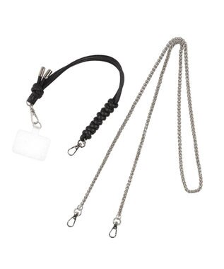 UNBILLION ペルケ perche / ドット刺繍ジャバラチャームウォレットショルダー ブラック